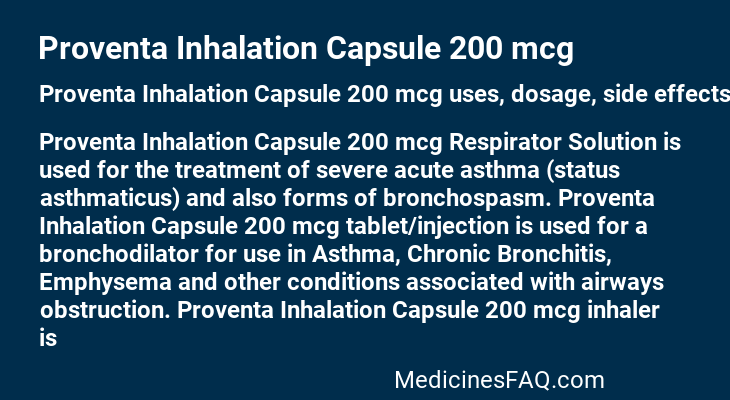 Proventa Inhalation Capsule 200 mcg