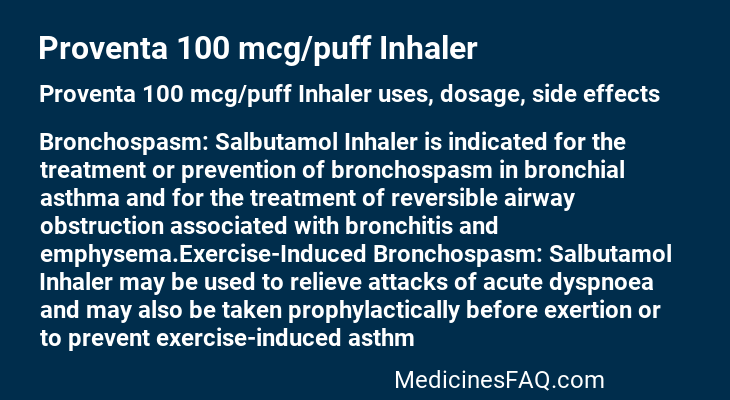 Proventa 100 mcg/puff Inhaler