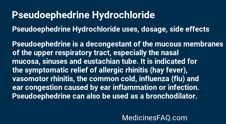 Pseudoephedrine Hydrochloride