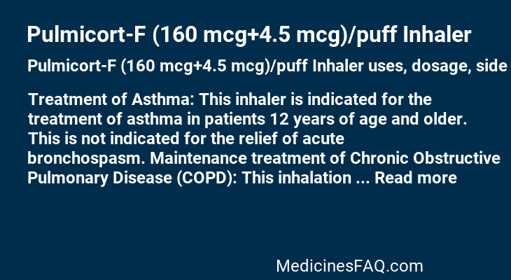 Pulmicort-F (160 mcg+4.5 mcg)/puff Inhaler