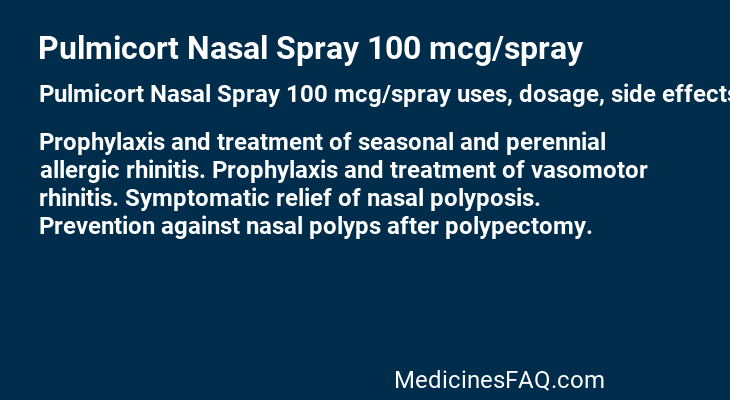 Pulmicort Nasal Spray 100 mcg/spray