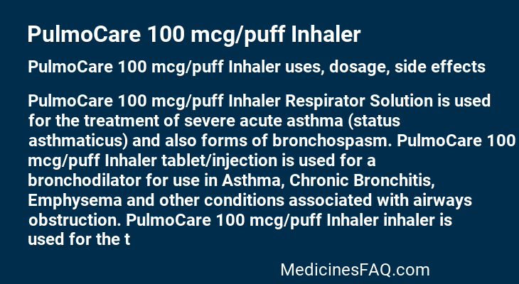 PulmoCare 100 mcg/puff Inhaler