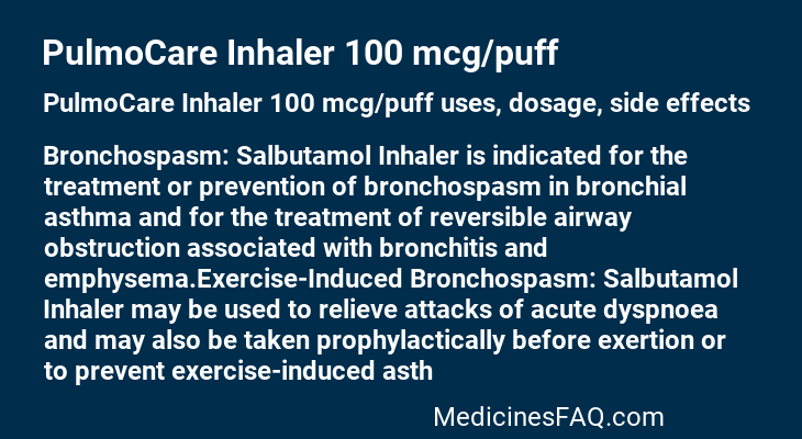 PulmoCare Inhaler 100 mcg/puff