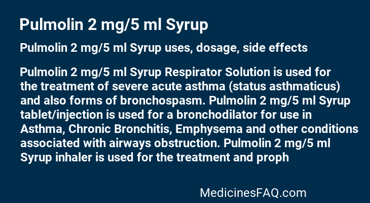 Pulmolin 2 mg/5 ml Syrup