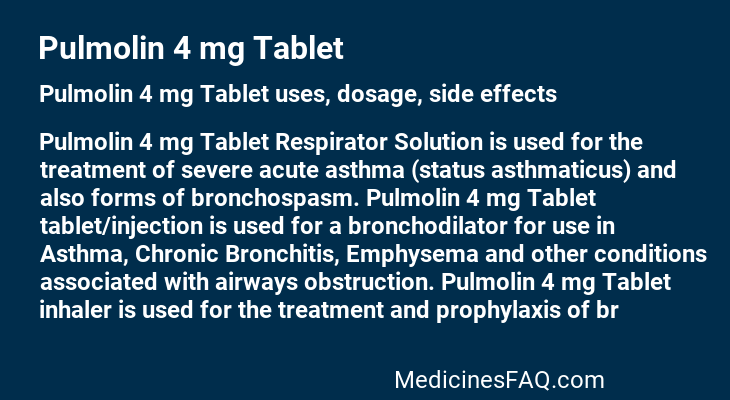 Pulmolin 4 mg Tablet