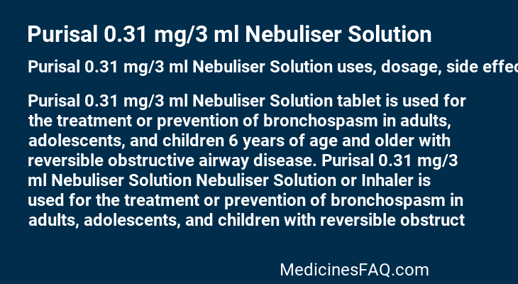 Purisal 0.31 mg/3 ml Nebuliser Solution