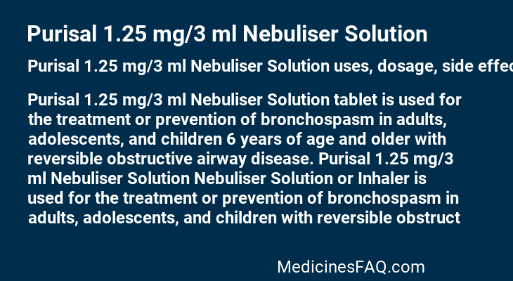 Purisal 1.25 mg/3 ml Nebuliser Solution