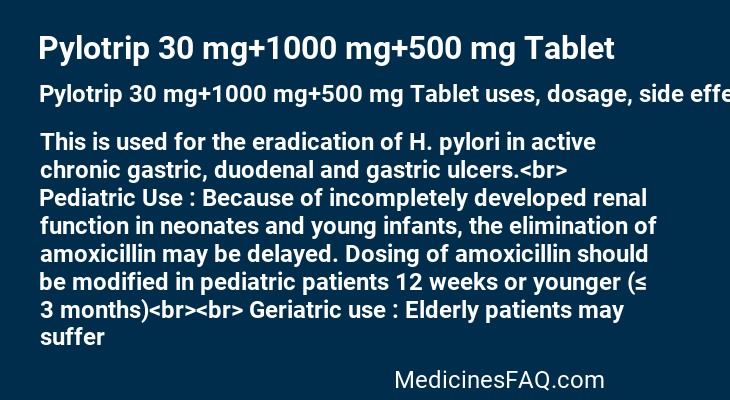 Pylotrip 30 mg+1000 mg+500 mg Tablet