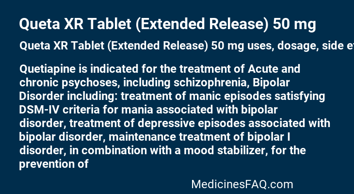 Queta XR Tablet (Extended Release) 50 mg