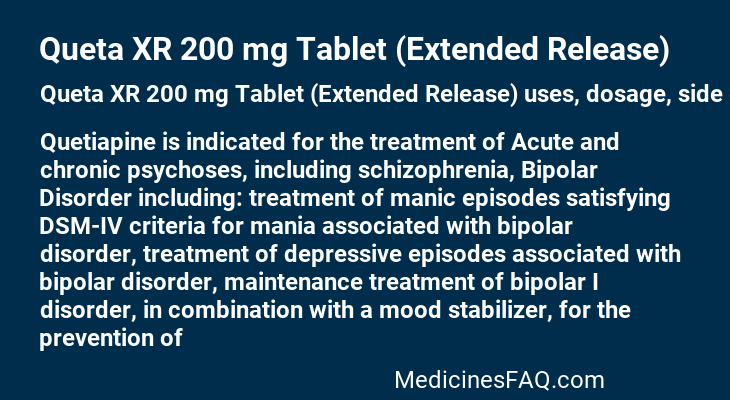 Queta XR 200 mg Tablet (Extended Release)