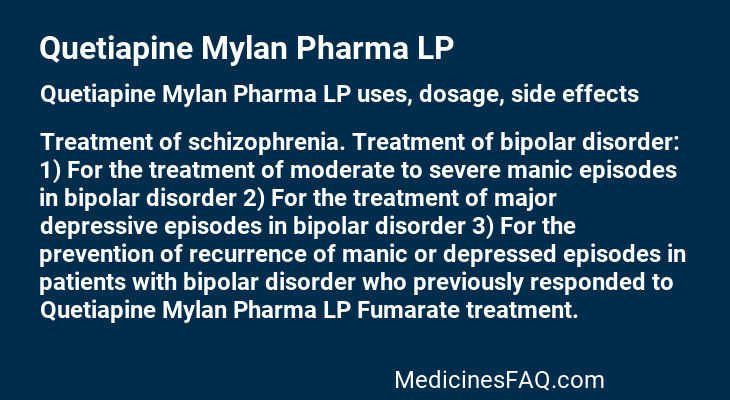 Quetiapine Mylan Pharma LP