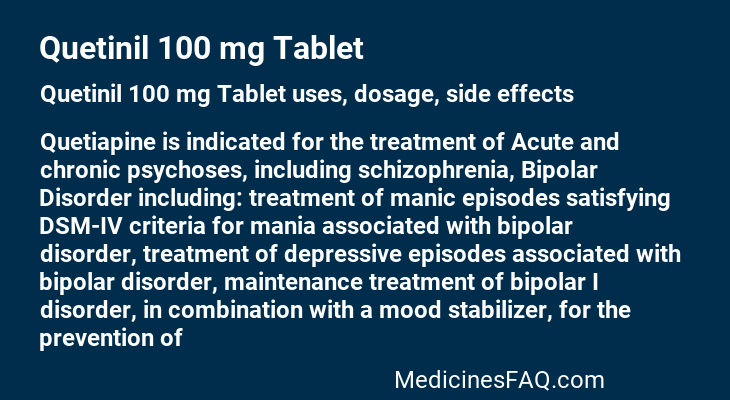 Quetinil 100 mg Tablet