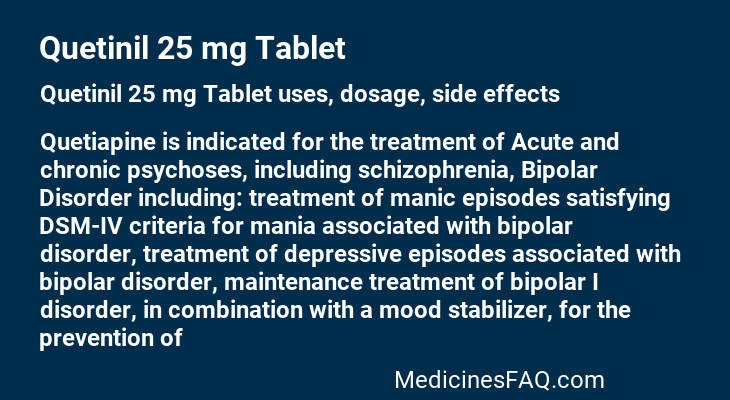 Quetinil 25 mg Tablet