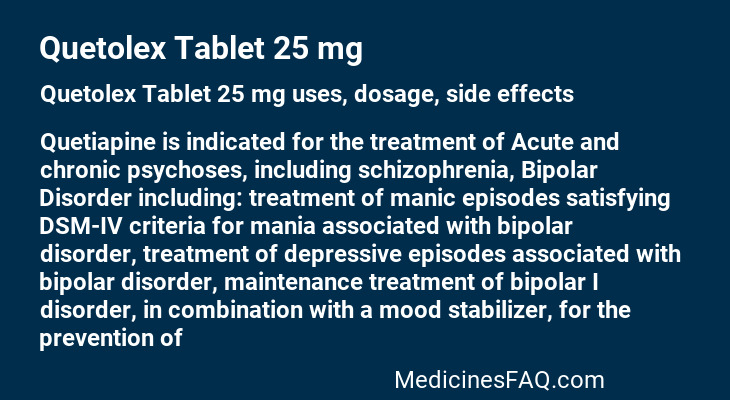 Quetolex Tablet 25 mg