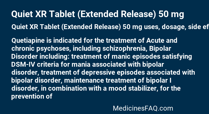 Quiet XR Tablet (Extended Release) 50 mg