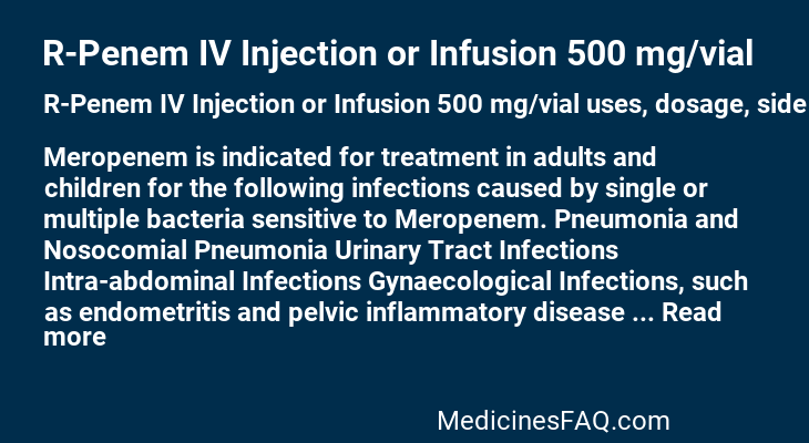 R-Penem IV Injection or Infusion 500 mg/vial