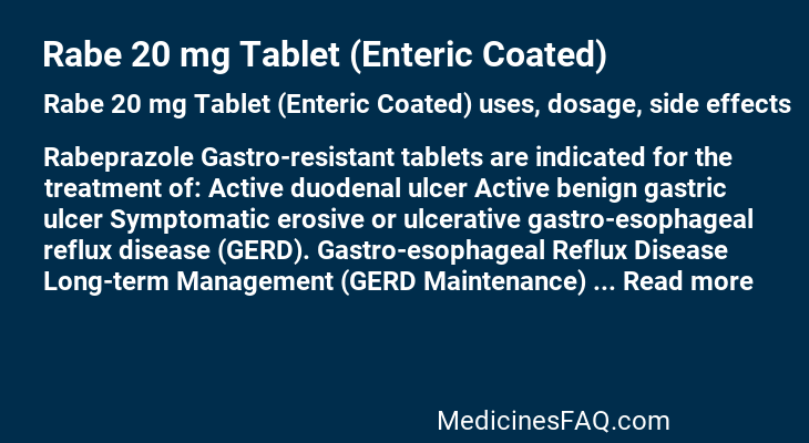 Rabe 20 mg Tablet (Enteric Coated)