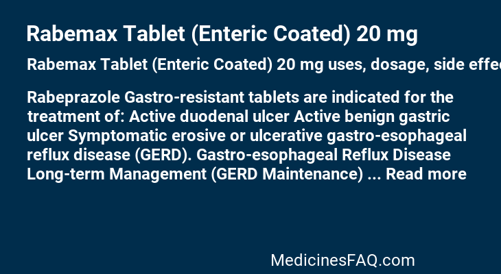 Rabemax Tablet (Enteric Coated) 20 mg