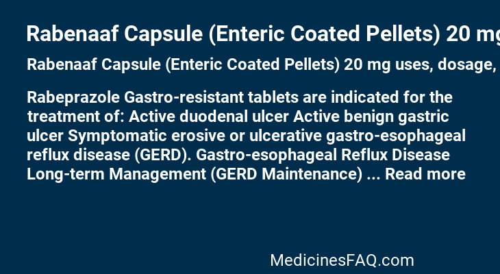 Rabenaaf Capsule (Enteric Coated Pellets) 20 mg