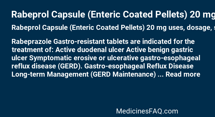 Rabeprol Capsule (Enteric Coated Pellets) 20 mg