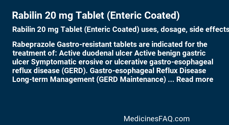 Rabilin 20 mg Tablet (Enteric Coated)