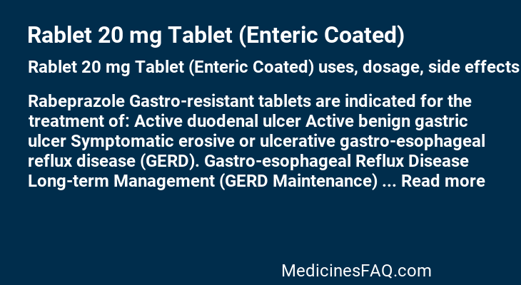 Rablet 20 mg Tablet (Enteric Coated)