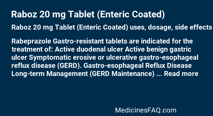 Raboz 20 mg Tablet (Enteric Coated)