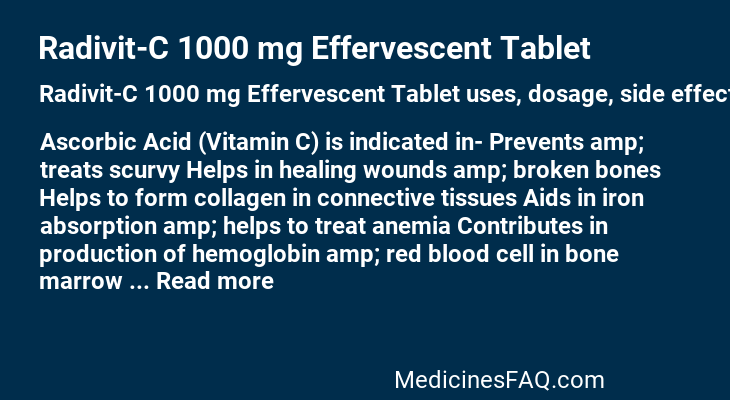 Radivit-C 1000 mg Effervescent Tablet