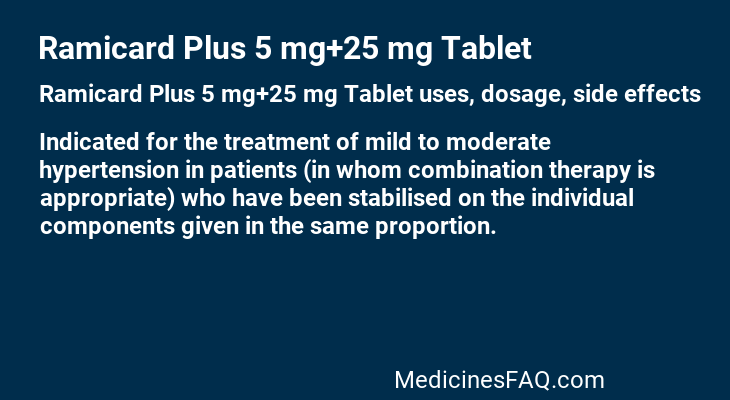 Ramicard Plus 5 mg+25 mg Tablet