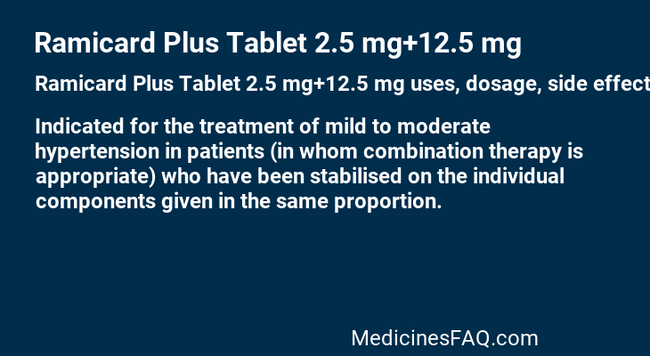 Ramicard Plus Tablet 2.5 mg+12.5 mg