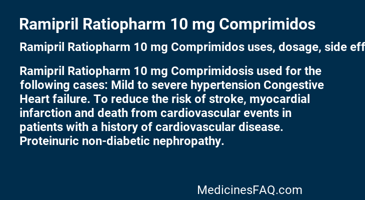 Ramipril Ratiopharm 10 mg Comprimidos