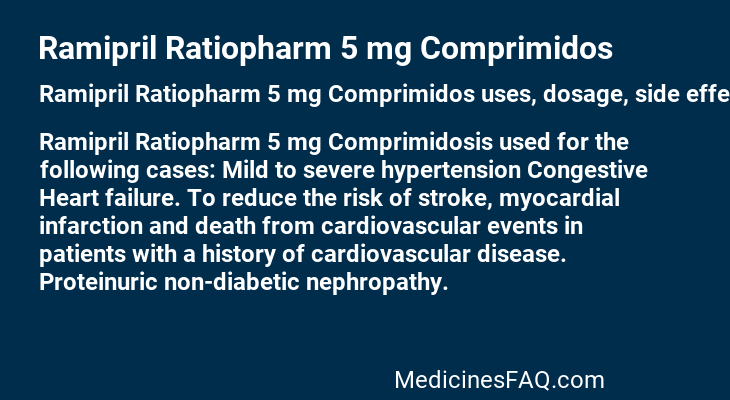 Ramipril Ratiopharm 5 mg Comprimidos