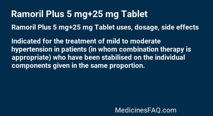 Ramoril Plus 5 mg+25 mg Tablet