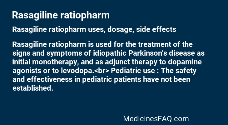 Rasagiline ratiopharm