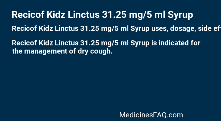 Recicof Kidz Linctus 31.25 mg/5 ml Syrup