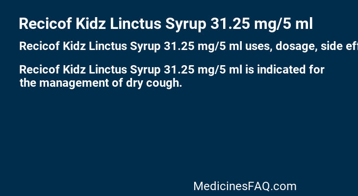 Recicof Kidz Linctus Syrup 31.25 mg/5 ml