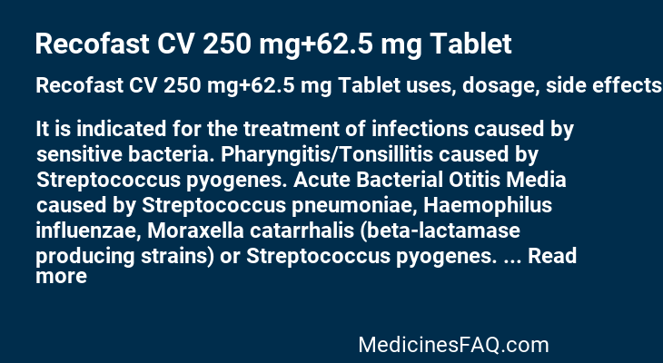 Recofast CV 250 mg+62.5 mg Tablet