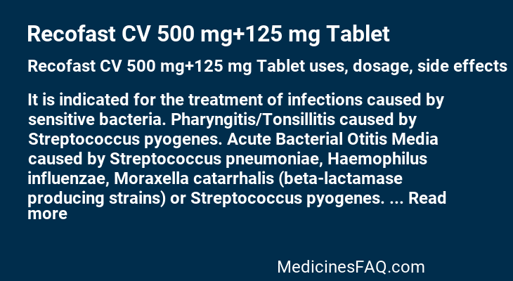 Recofast CV 500 mg+125 mg Tablet