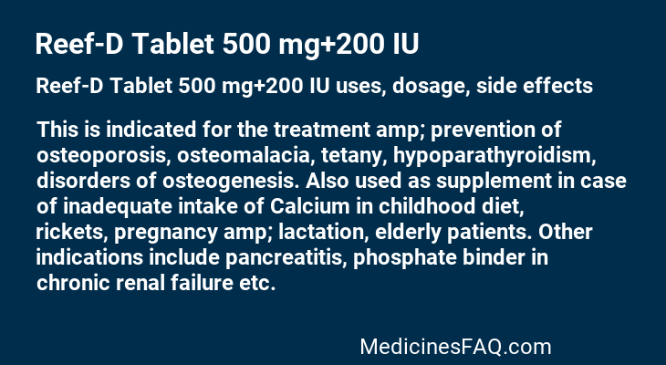 Reef-D Tablet 500 mg+200 IU