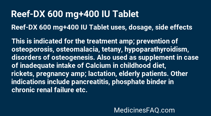 Reef-DX 600 mg+400 IU Tablet