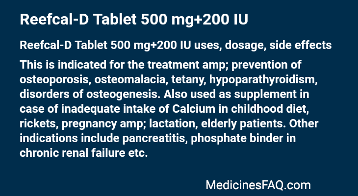 Reefcal-D Tablet 500 mg+200 IU