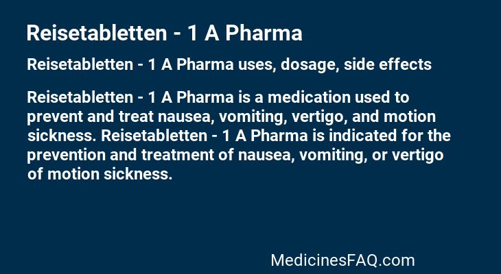 Reisetabletten - 1 A Pharma