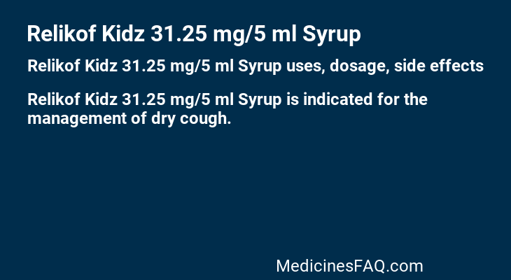 Relikof Kidz 31.25 mg/5 ml Syrup