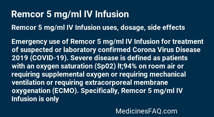 Remcor 5 mg/ml IV Infusion