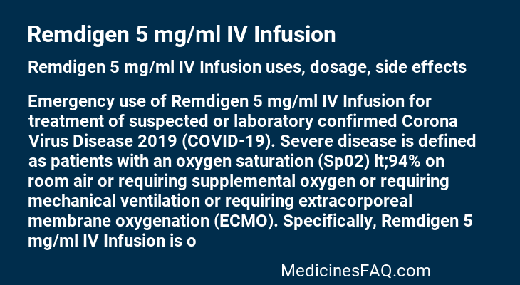 Remdigen 5 mg/ml IV Infusion