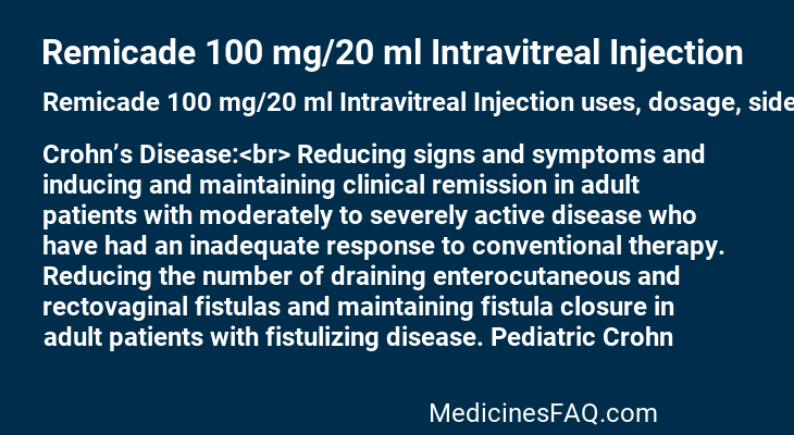 Remicade 100 mg/20 ml Intravitreal Injection