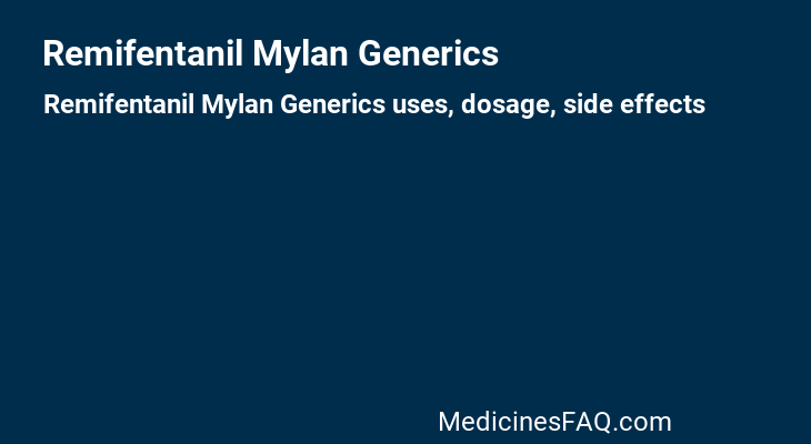 Remifentanil Mylan Generics