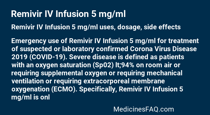 Remivir IV Infusion 5 mg/ml