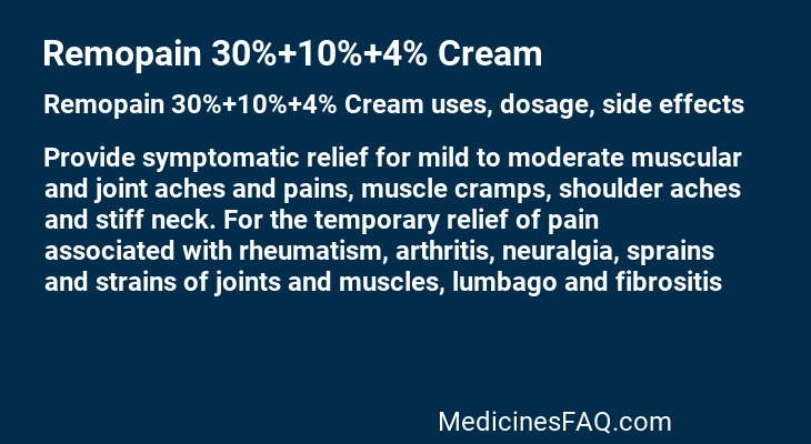 Remopain 30%+10%+4% Cream