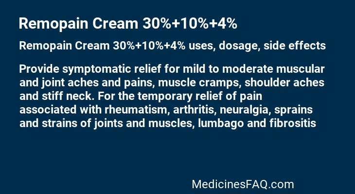 Remopain Cream 30%+10%+4%